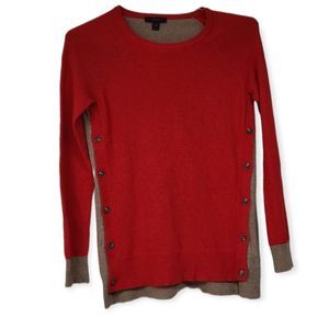 J. CREW Red/Tan Button Embelished  Elbow Patch‎ Sweater XS